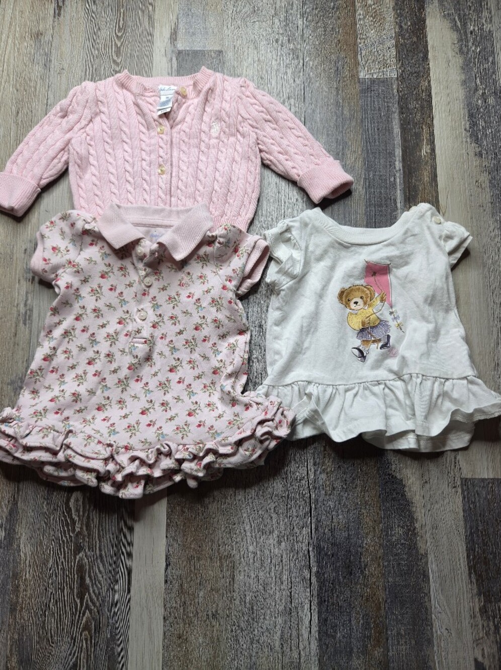 Ralph Lauren Baby Girls Size 3 Months Lot Sweater Shirts Polo Bear